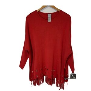 Chico’s 3/4 Sleeve Poncho Sweater Orange Medium